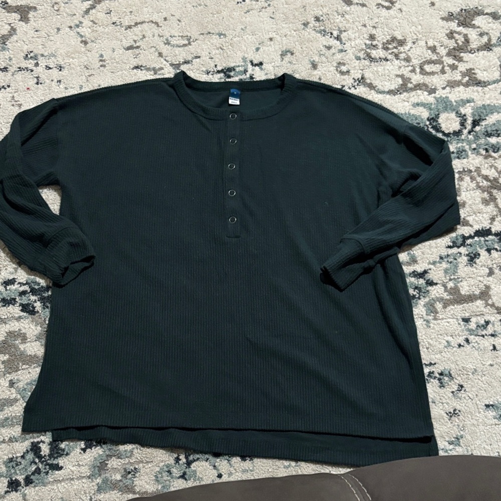 Old Navy Men's Dark Green Long Sleeve Henley Shirt